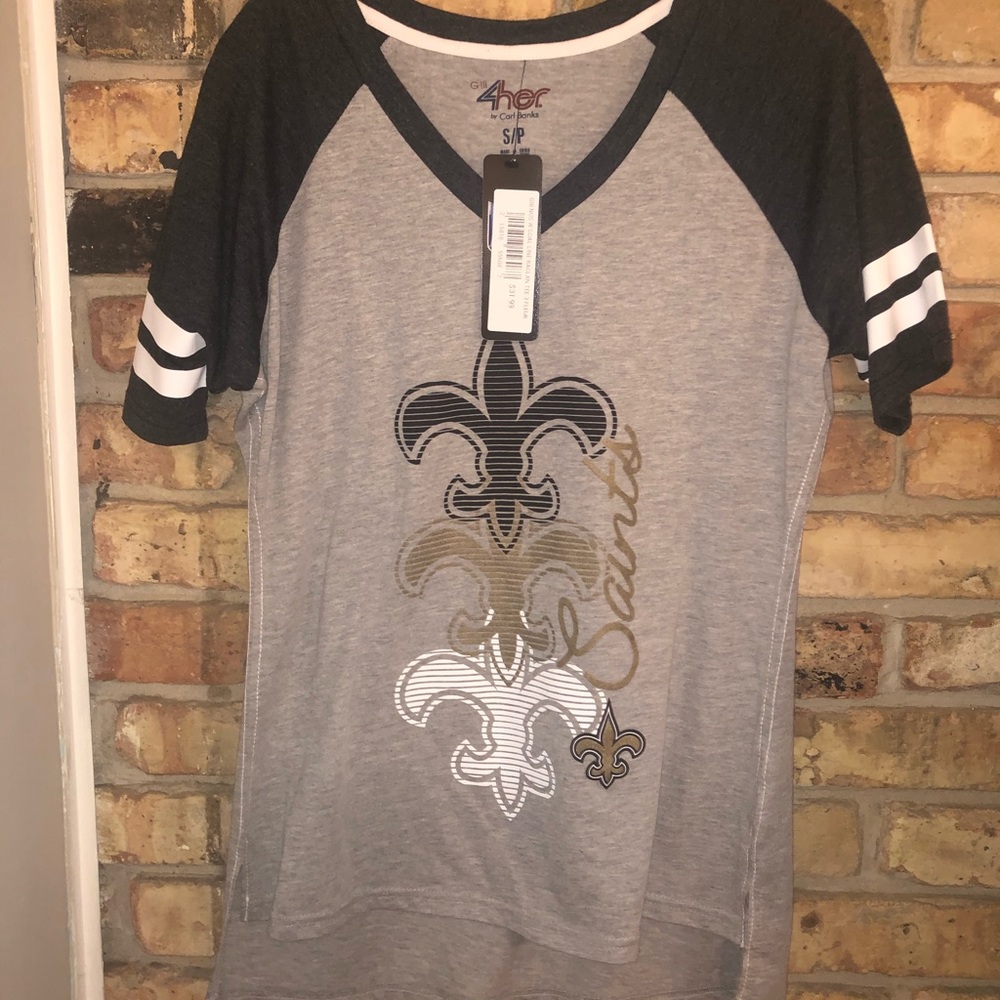 NWT Saints Fleur de Lis NFL Raglan Top